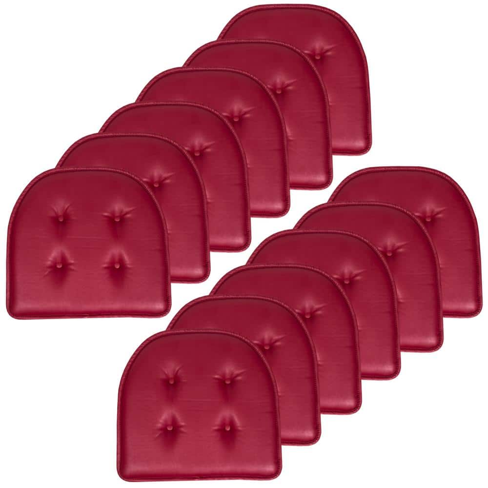 Faux Leather Memory Foam Tufted U-Shape 16 in. x 17 in. Non-Slip Indoor/Outdoor Chair Seat Cushion (12-Pack), Burgundy price history on PriceWatchPro