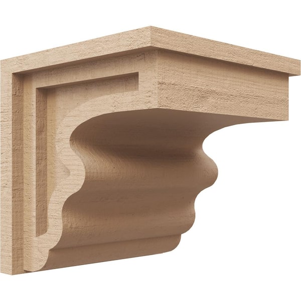 Ekena Millwork 8-in. x 8-in. x 8-in. Series 1 Wide Highland Rough Cedar Woodgrain Timberthane Polyurethane Corbel, Primed Tan