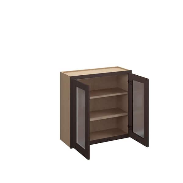 Jamestown Recessed 30 in. W x 30 in. H x 12 in. D in Espresso Plywood Assembled Frosted Glass Wall