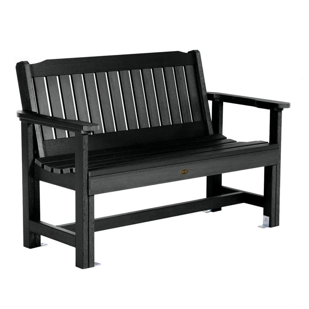 Highwood Exeter 52 in. 2-Person Black Plastic Outdoor Bench