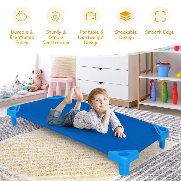 Costway Blue (Pack of 6) Kids Stackable Naptime Toddler Cot 52 in