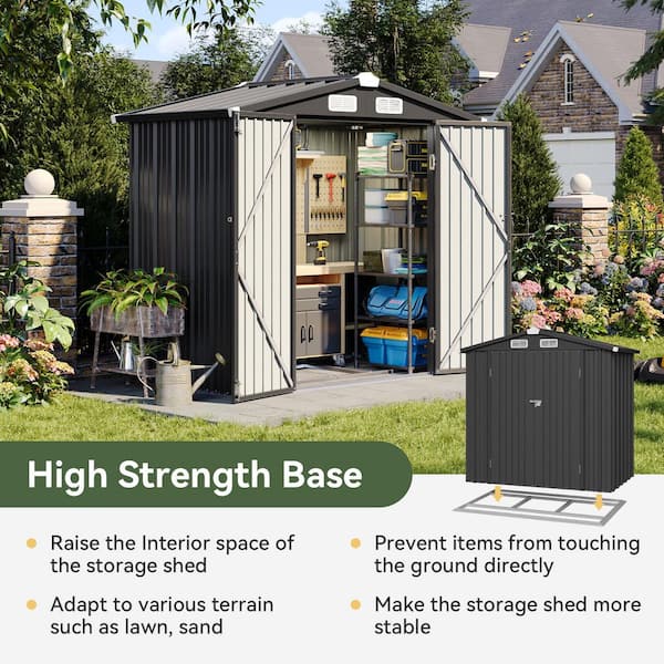 Sizzim 6 ft. W x 4 ft. D Outdoor Metal Storage Shed with Subfloor