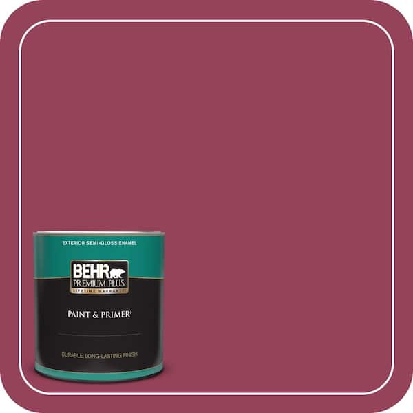 BEHR PREMIUM PLUS 1 qt. #110B-7 Raspberry Pudding Semi-Gloss Enamel Exterior Paint & Primer