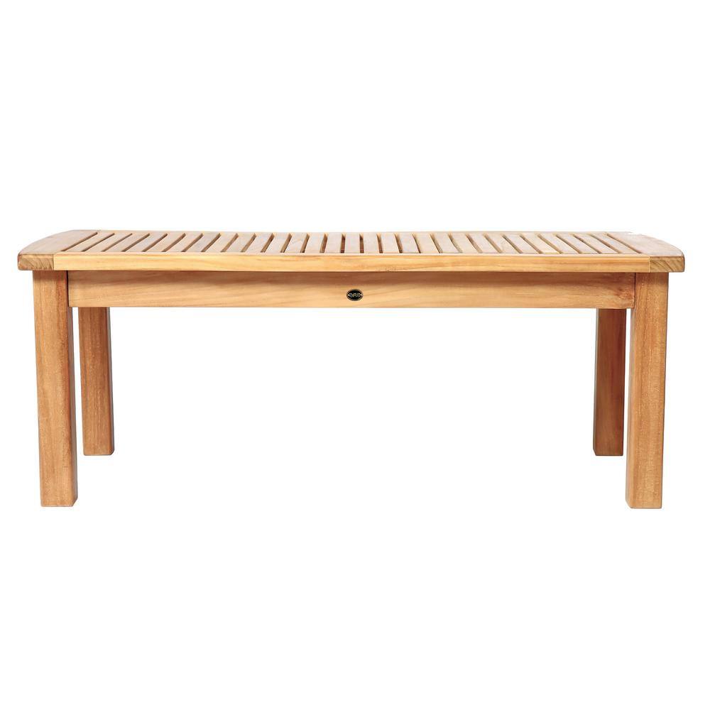 Rectangular Honey Brown Teak Wood Coffee Table, 50 x 24"