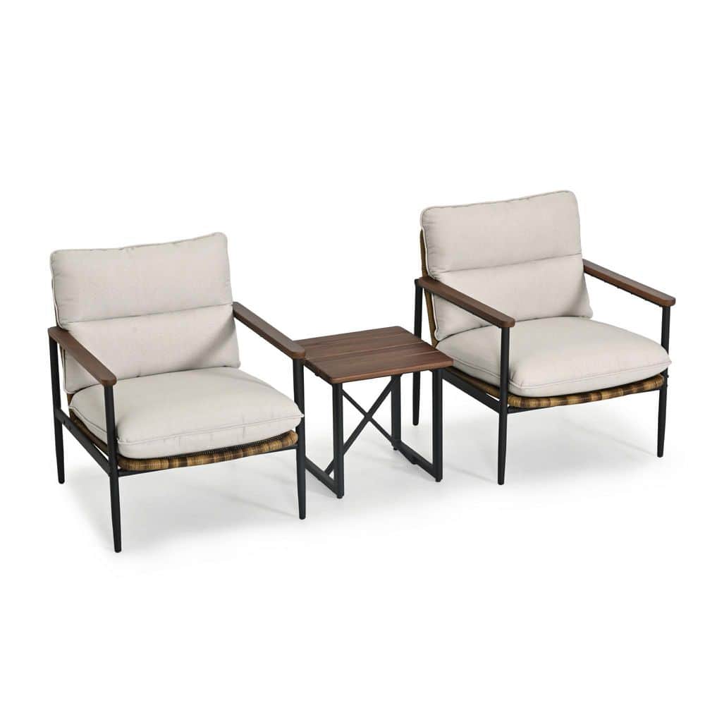 Grove Tranquil 3-Piece Aluminum Wicker Patio Conversation Set with End Table and Light Gray Cushions price history on PriceWatchPro