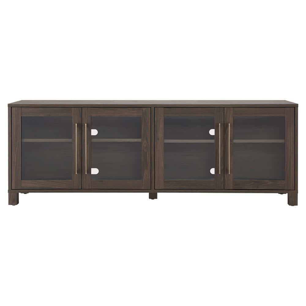 Alder Brown Rectangular TV Stand with Glass Doors