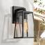 LNC Textured Black 1-Light Modern Lantern Outdoor Sconce Clear Glass ...