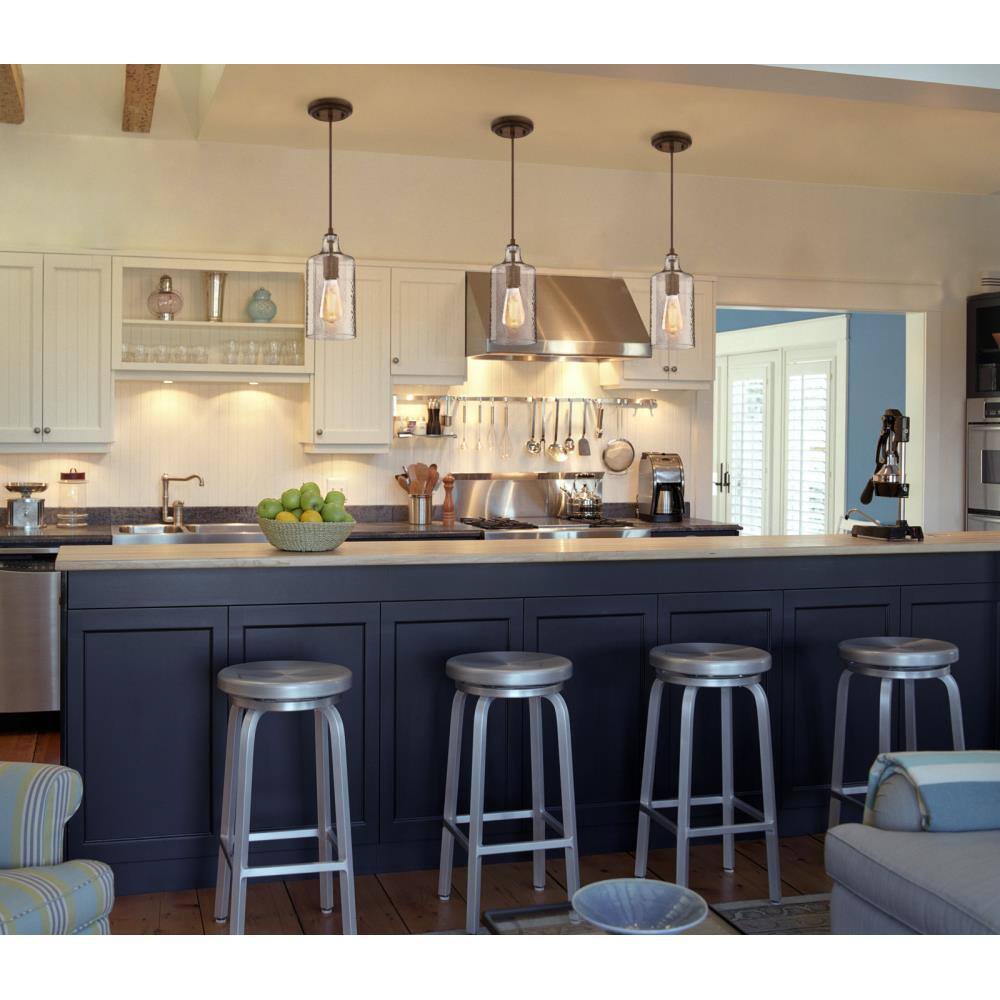 Carmen Barnwood Finish Mini Pendant with Clear Textured Glass