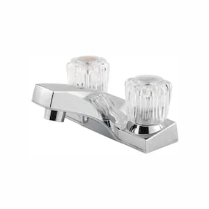 4 in. Centerset 2-Handle Bathroom Faucet with Acrylic Handles in Polished Chrome