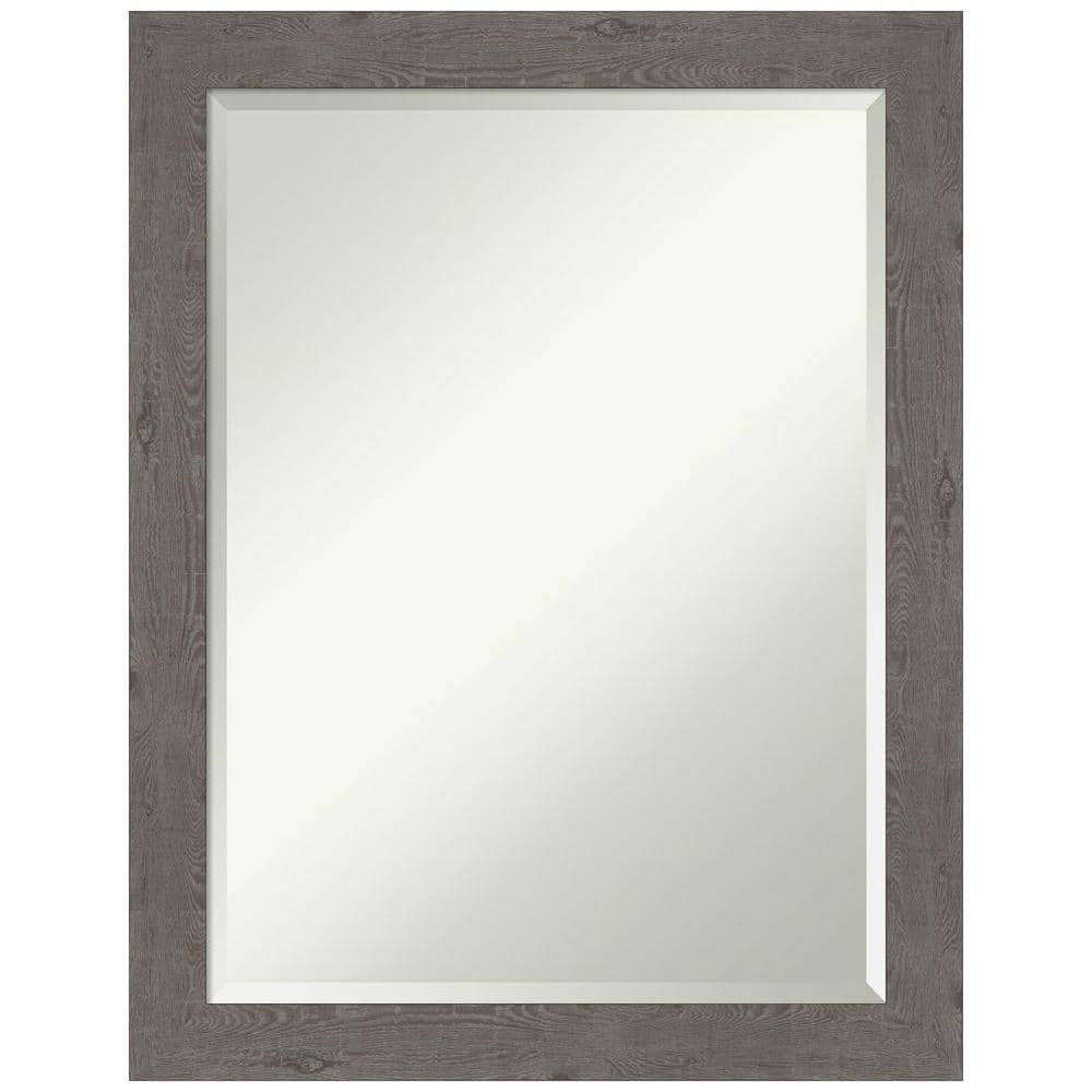 Rustic Plank Grey Woodgrain Rectangular Wall Mirror 21x27"