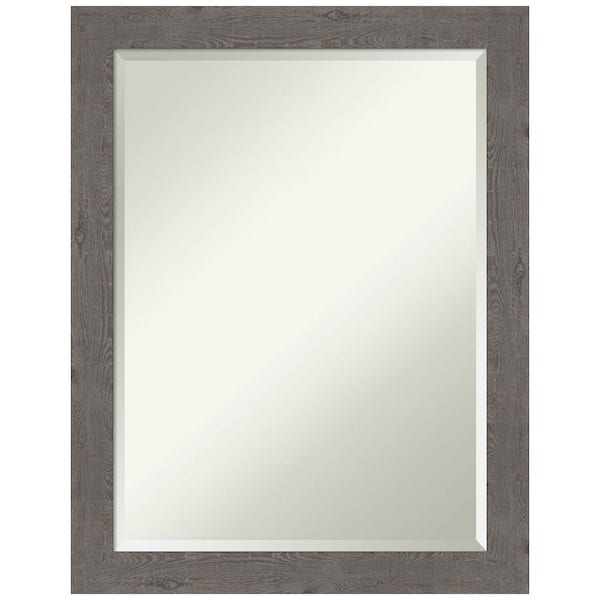 Amanti Art Medium Rectangle Distressed Grey Beveled Glass Modern Mirror (27.25 in. H x 21.25 in. W)