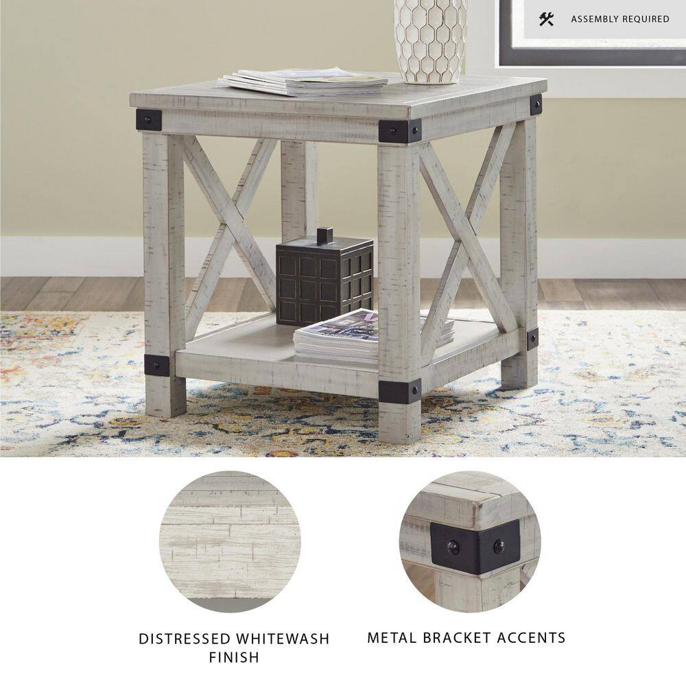 Carynhurst 24 in. White Rectangle MDF End Table with Lower Shelf - thumbnail 5