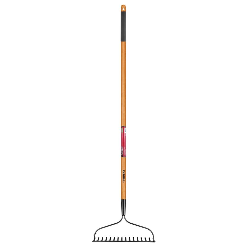 Husky 57 in. Wood Handle 16-Tine Bow Rake