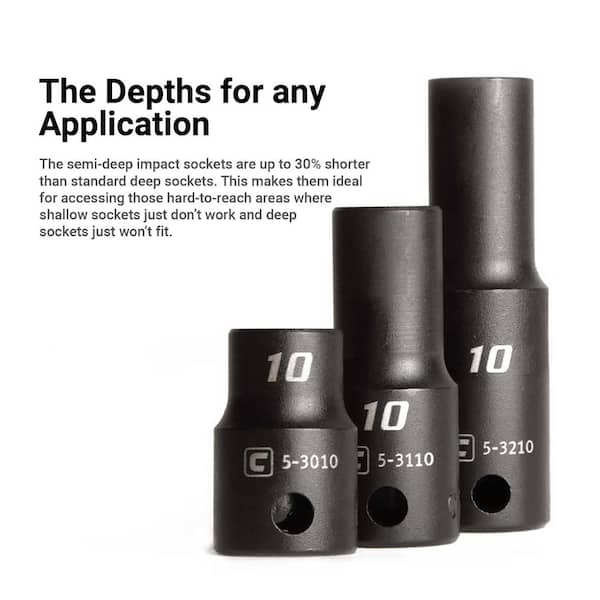 Capri Tools 3 8 in. Drive SAE Semi Deep Impact Sockets Set 12 Piece CP53000 12SX