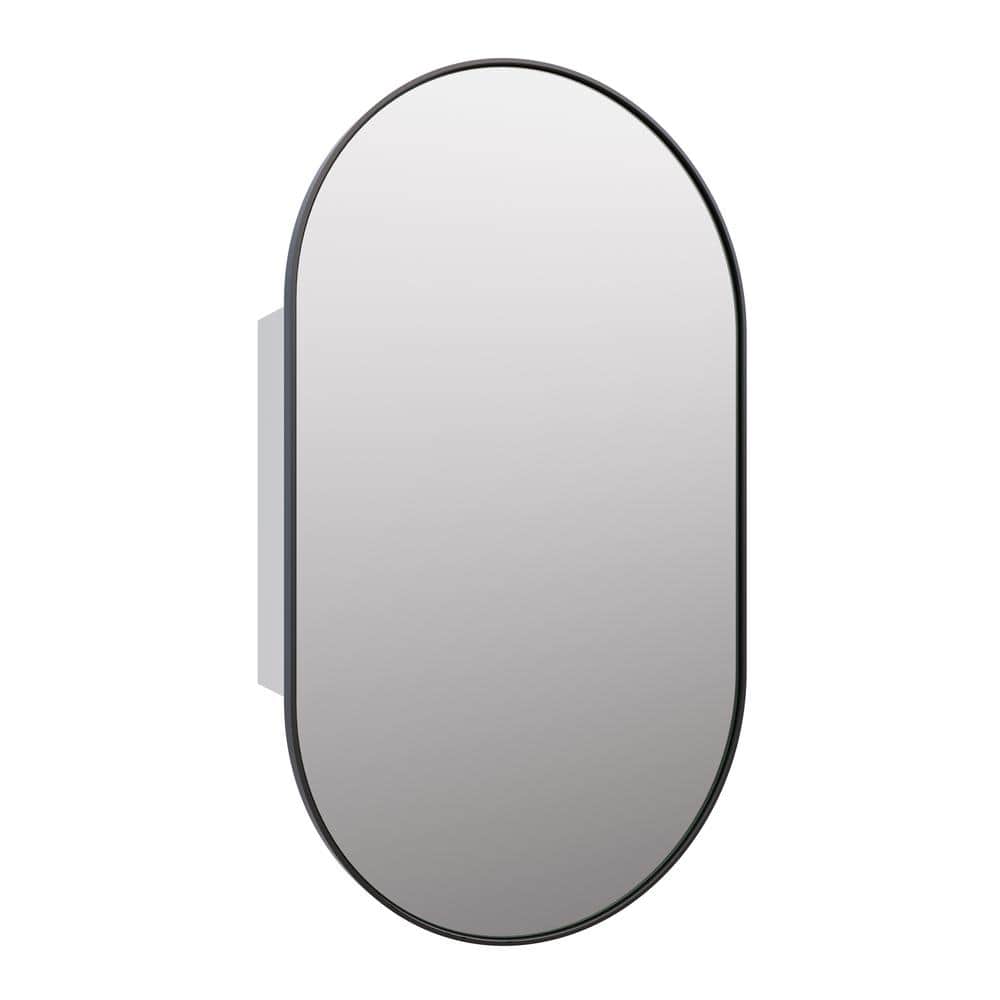 Black Stainless Steel Recessed Medicine Cabinet with Mirror