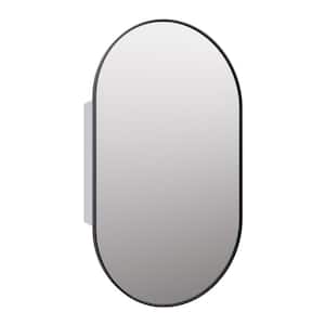 Nia 22 in. W x 38 in. H x 5 in. D Black Recessed Medicine Cabinet with Mirror