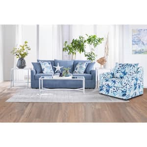 New Classic Furniture Sylvie 2-piece Blue and White Polyester Living Room Set with Couch and Accent Armchair Set