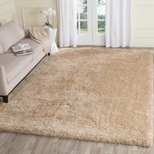 Supreme Shag Beige 8 ft. x 10 ft. Solid Area Rug