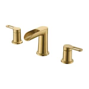 Waterfall 8 in. Widespread 2-Handle Bathroom Faucet in Brushed Gold