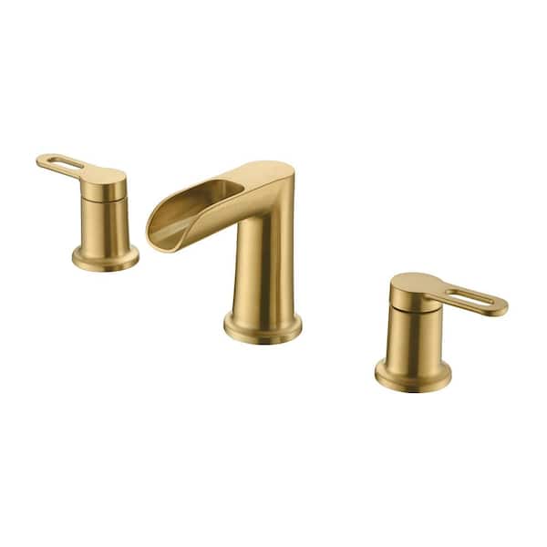LUXIER Waterfall 8 in. Widespread 2-Handle Bathroom Faucet in Brushed Gold