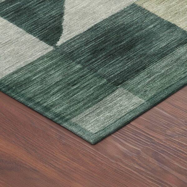 Chantille Machine Washable Indoor/Outdoor Abstract ACN2373 Basil 8 ft. x 8 ft. Round Rug