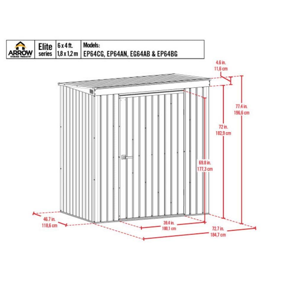 Elite Anthracite Steel Storage Shed with High Gable Roof