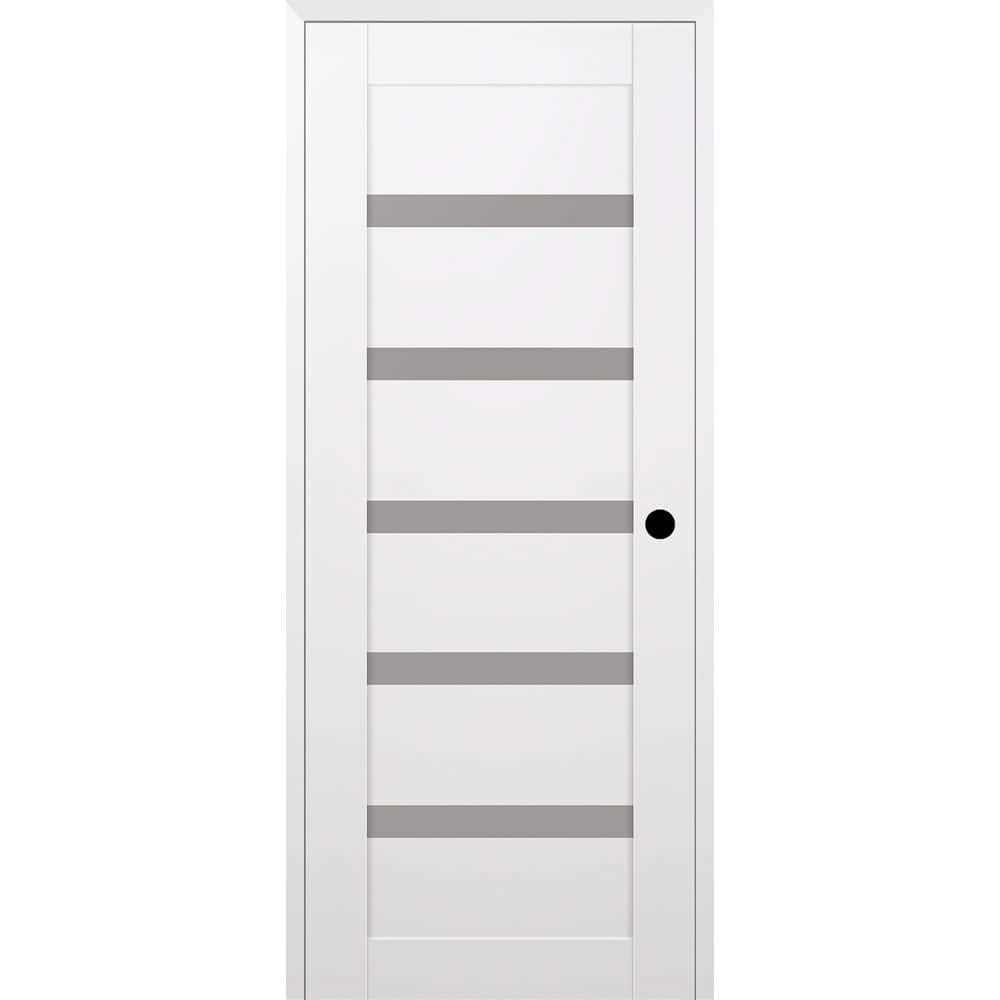Leora N DIY-Friendly 32 in. x 96 in. Left-Hand 7-Lite Frosted Glass Snow White Composite Single Prehung Interior Door price history on PriceWatchPro