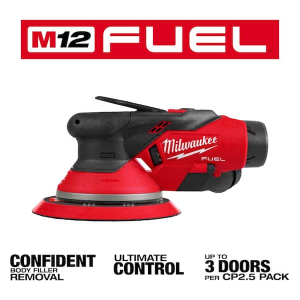 M12 FUEL 12-Volt Li-Ion Brushless Cordless 6 in. Random Orbital Sander Kit (3/16 in) w M12 XC 5.0Ah & CP 2.5Ah Batteries