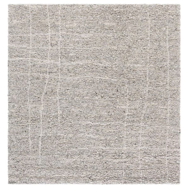 Natura 6 ft. x 6 ft. Taupe/Ivory Abstract Grid Distresed Square Area Rug
