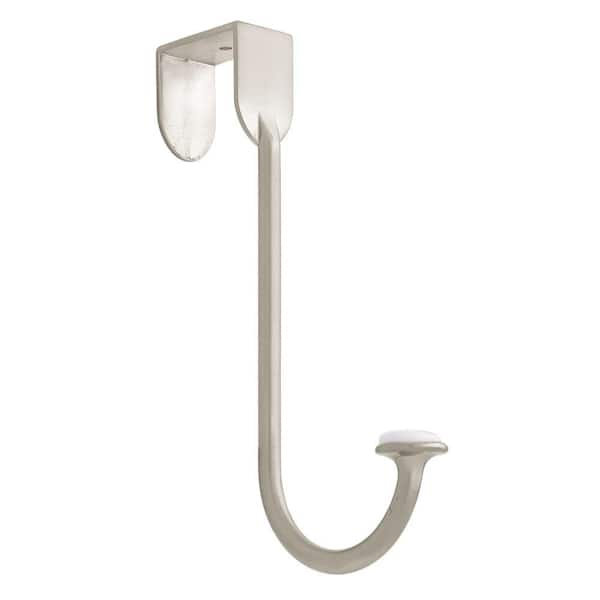 Liberty 7 in. Satin Nickel with White Ceramic Insert Over-the-Door Single Hook