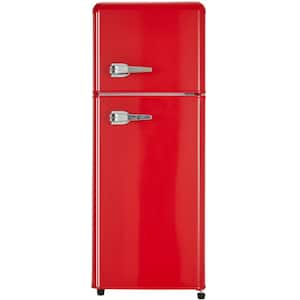 16 in. 4.5 Cu. Ft. Dual Zone Refrigerator with Top Freezer, LED Light, and Adjustable Shelves in Red