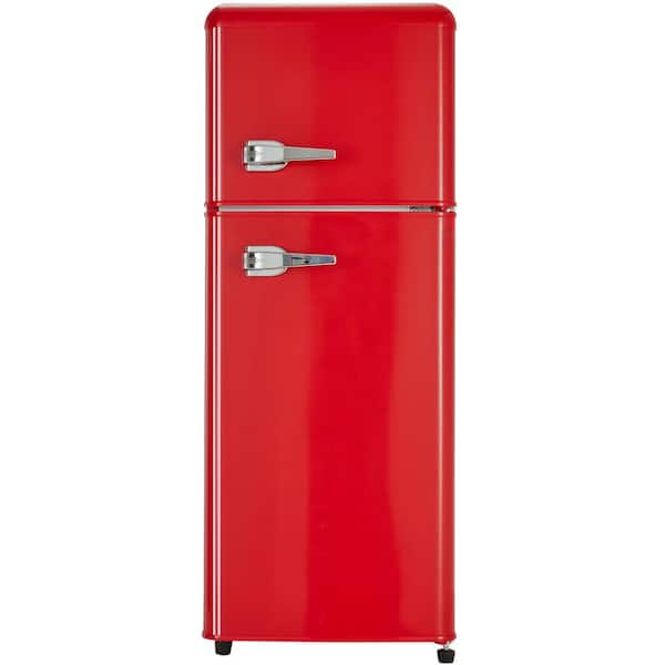 Aoibox 16 in. 4.5 Cu. Ft. Dual Zone Refrigerator with Top Freezer, LED Light, and Adjustable Shelves in Red