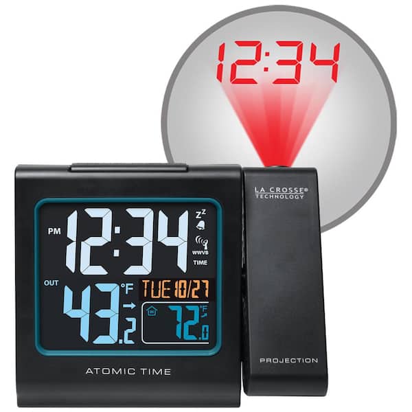 La Crosse Technology 5 in. Color Projection Atomic Digital Alarm Clock with Outdoor temperature