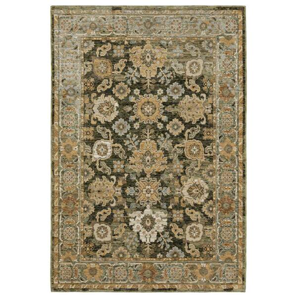 2 ft. x 3 ft. Green And Gold Oriental Area Rug