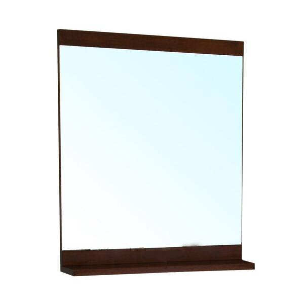 Bellaterra Home Cashel 37 in. L x 28 in. W Solid Wood Frame Wall Mirror in Medium Walnut