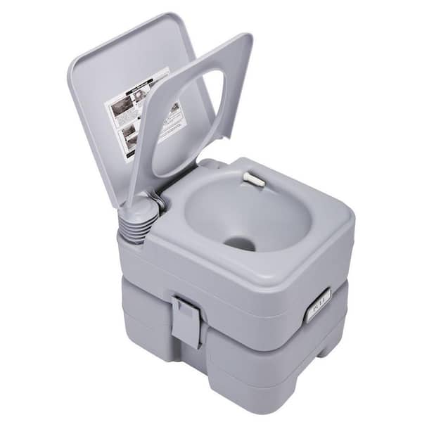 TIRAMISUBEST 5 Gal. Cold Gray Outdoor Travel Camping Flush Potty Portable Toilet
