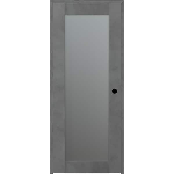 Belldinni 24 in. x 80 in. Left-Hand Solid Core 1-Lite Frosted Glass Dark Urban Wood Single Prehung Interior Door