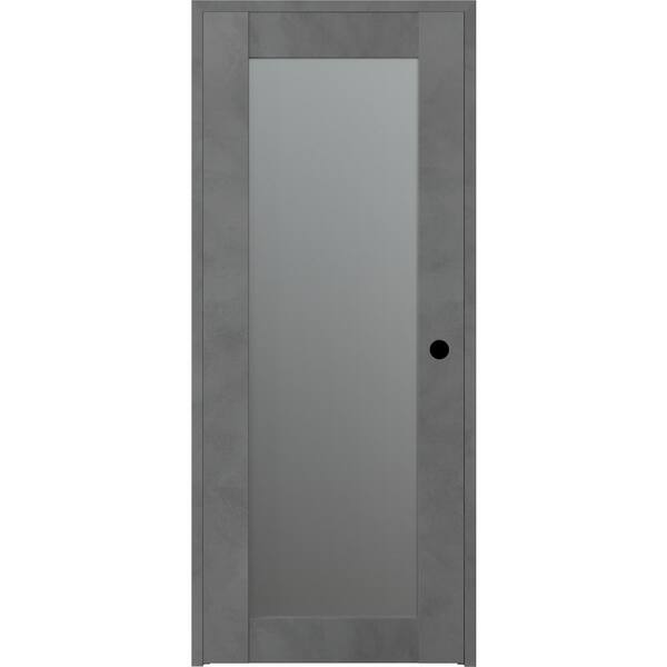Belldinni 28 in. x 80 in. Vona 207 Left-Hand Frosted Glass Solid Core Dark Urban Wood 1-Lite Single Prehung Interior Door
