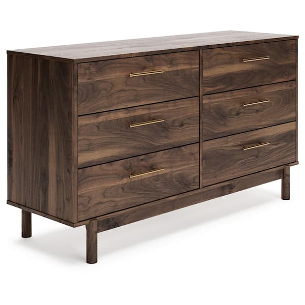 Signature DESIGN BY ASHLEY Calverson Brown 6 Drawer 59 in. Dresser