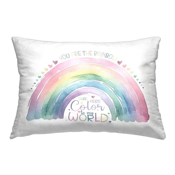 Stupell Industries Inspirational Pastel Rainbow Multi-Color Print Polyester 14 in. x 20 in. Throw Pillow