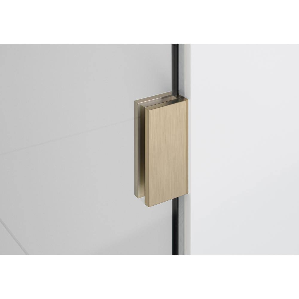 Vela 30 in. x 78 in. Clear Tempered Glass Frameless Shower Panel with Brushed Bronze Hardware