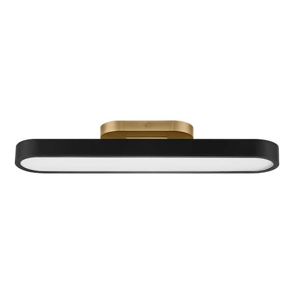 Hampton Bay Vanderhoven 27.5 in. 33-Watt Matte Black and Gold Integrated LED Flush Mount