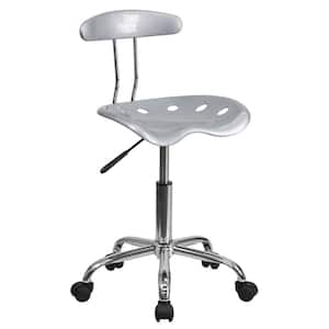 Vibrant Silver and Chrome Task Chair with Tractor Seat