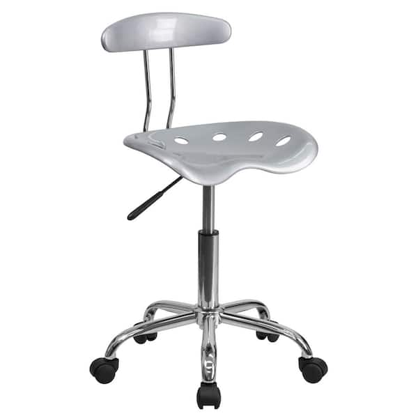 Flash Furniture Vibrant Silver and Chrome Task Chair with Tractor Seat