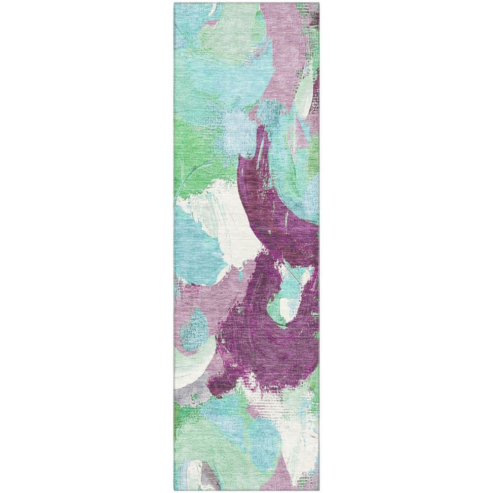 Mayfield Premium Machine Washable Abstract AMF1965 Teal 2 ft. x 7 ft. Runner Rug price history on PriceWatchPro