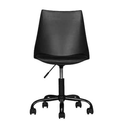 Black Pu Leather Acrylic Drafting Chair, Acrylic Office Chair On Wheels