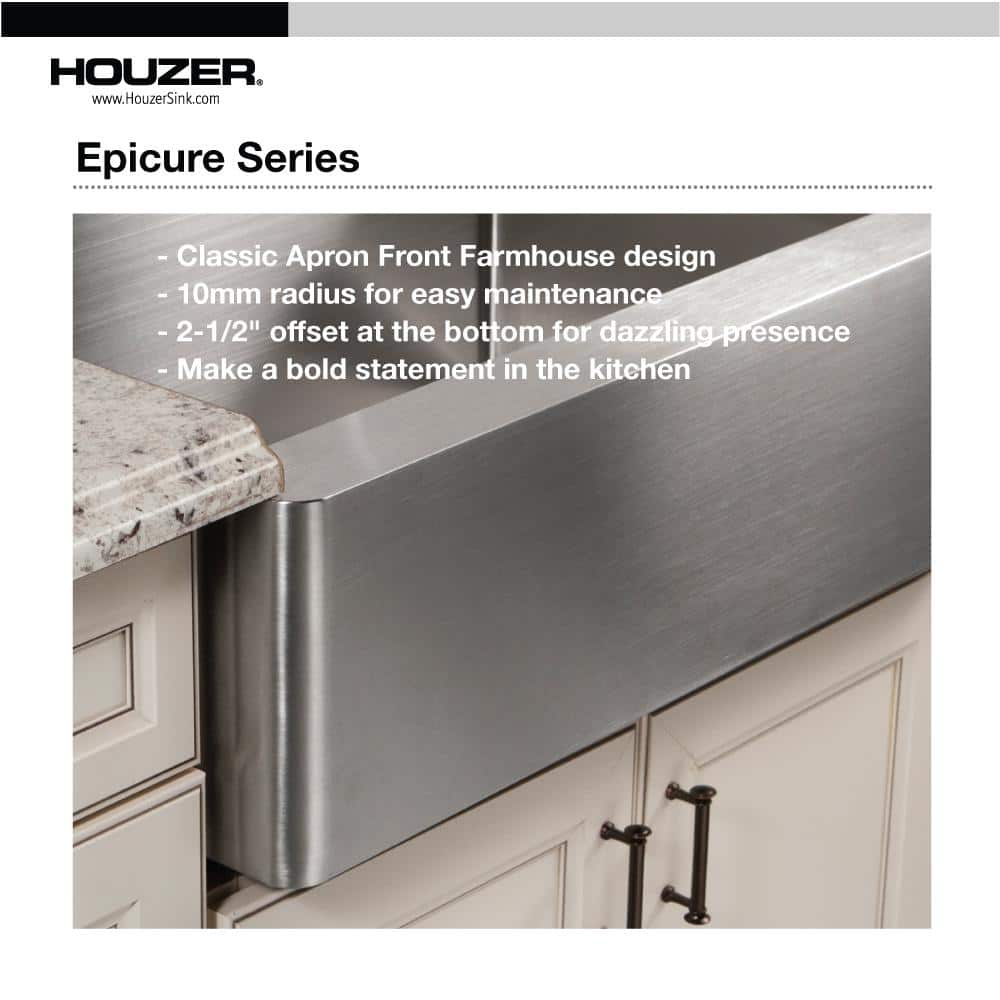 Epicure 33'' Stainless Steel Farmhouse Double Bowl Kitchen Sink