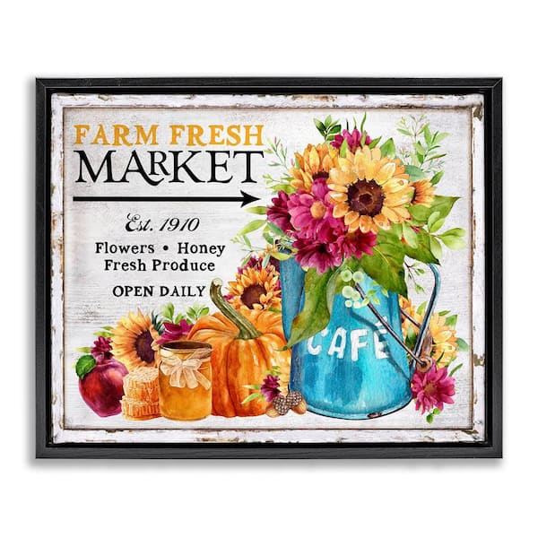 Stupell Industries Fall Farm Market by Creatif Belle Black Floater Frame Nature Graphic Art Print 17 in. x 21 in.
