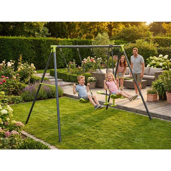 Siavonce Interesting Triple Children Metal Safe Swing Set 440 lbs