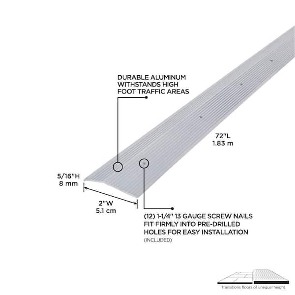 2"X 72" SILVER ALUMINUM CARPET TRIM W/SCREW NAILS